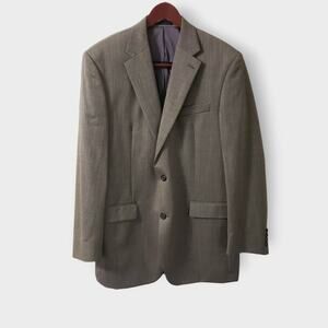 Lauren Ralph Lauren Mens Herringbone‎ Wool Blazer Jacket Brown Sz 42L Career